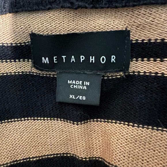 Metaphor Womens XL Striped Ribbed Open Lightweight Shawl Collar Y2K Cardigan - Picture 7 of 7